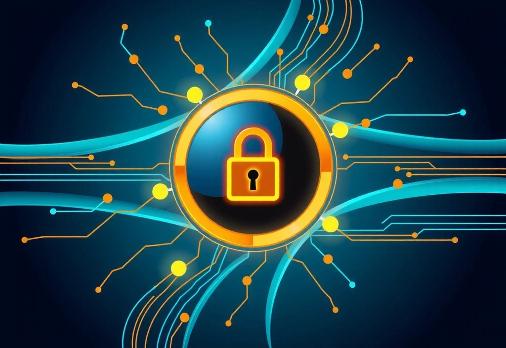 Sicherheitsschloss und digitale Datenströme, die Datensicherheit symbolisieren