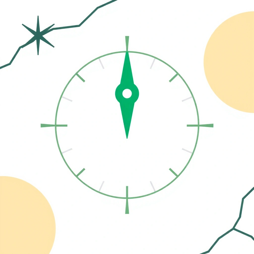 Illustration eines Kompasszeigers, der auf einen Standort zeigt