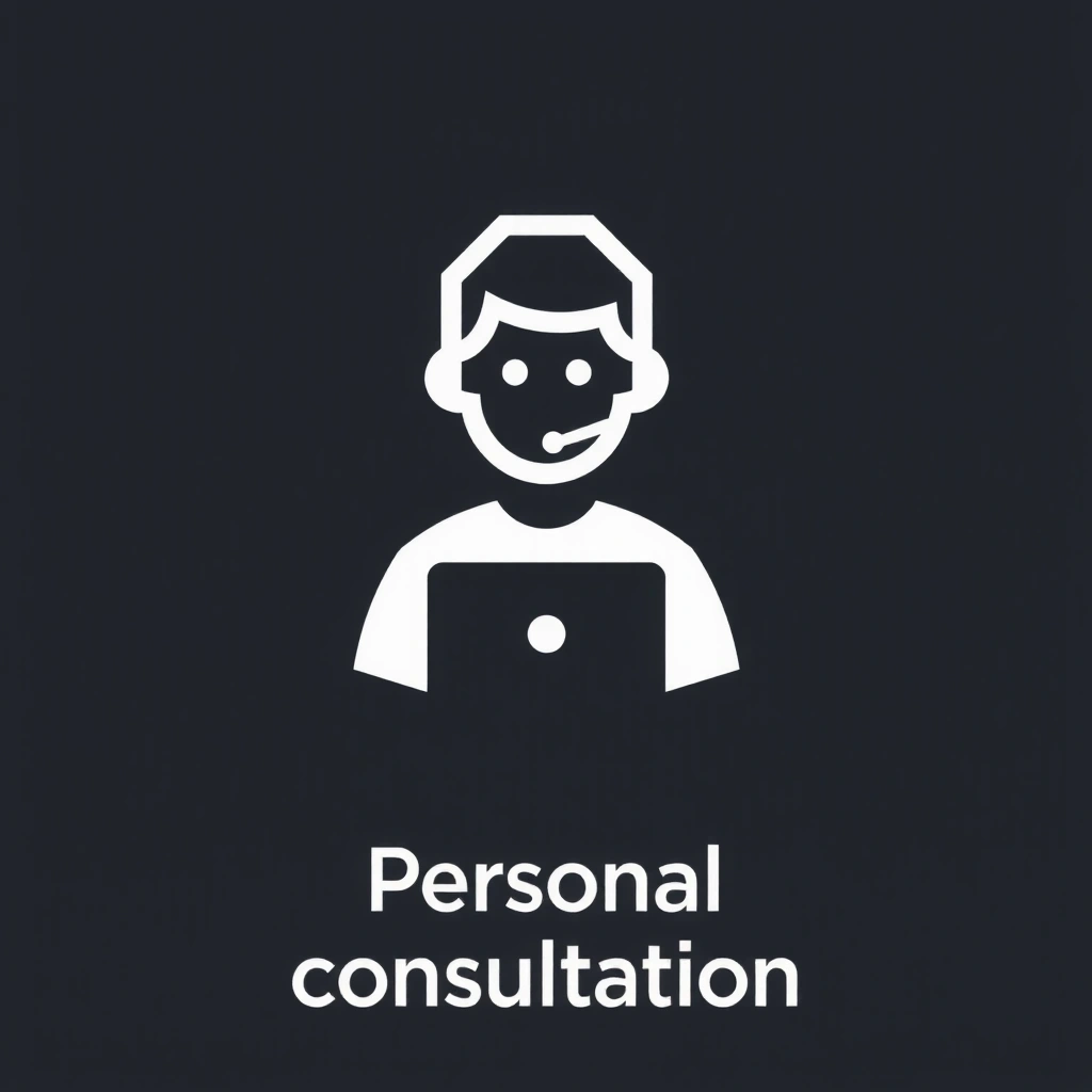 Stylized icon representing personal consultation, no text.